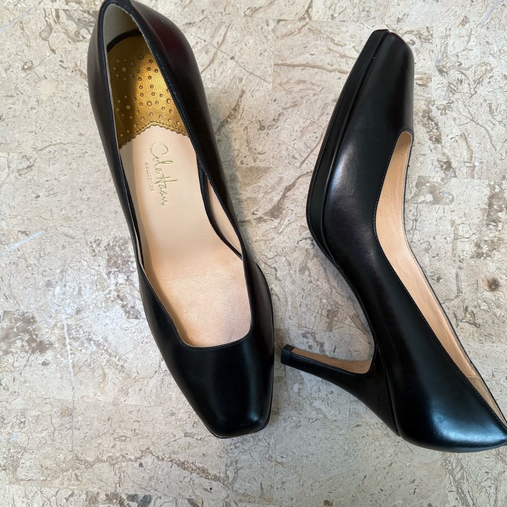 Elegant Dress Black Leather Pump Cole Haan Collection Nike Air Size 9B